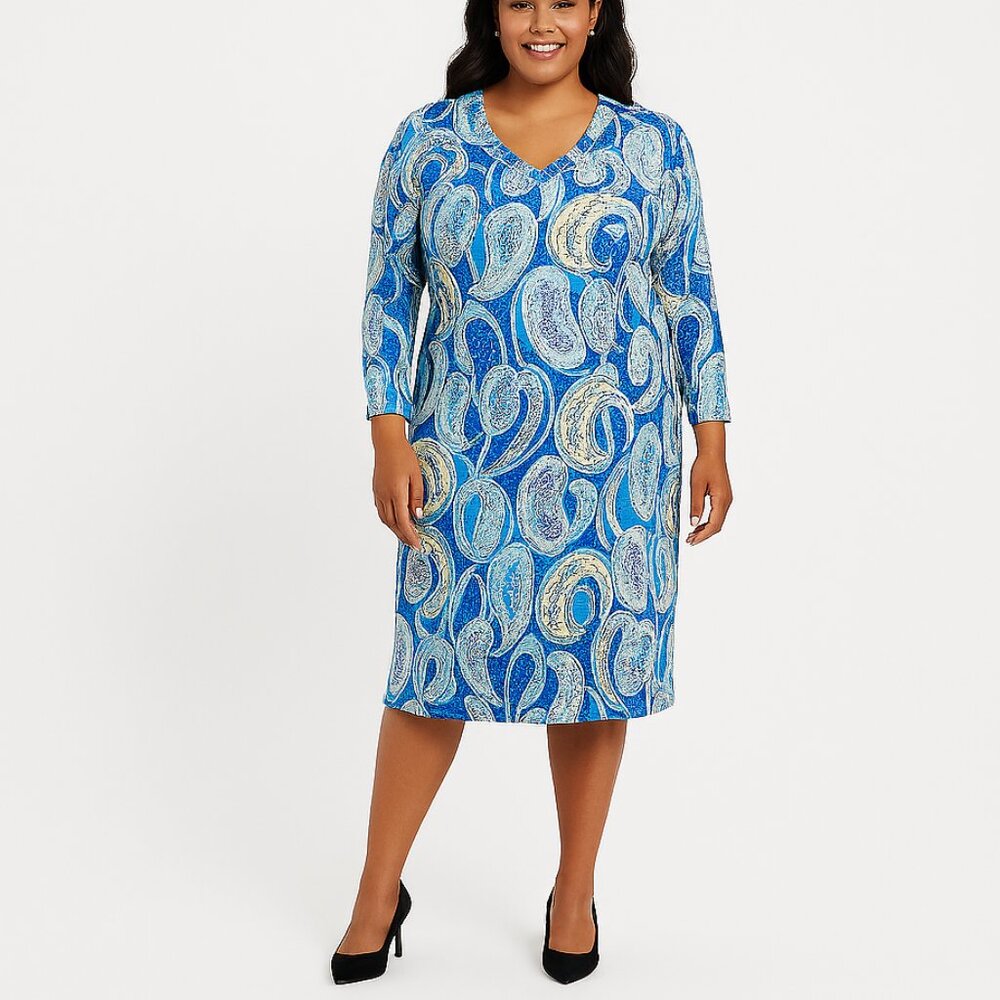 Pappagallo Blue Paisley Print Dress Size 1X